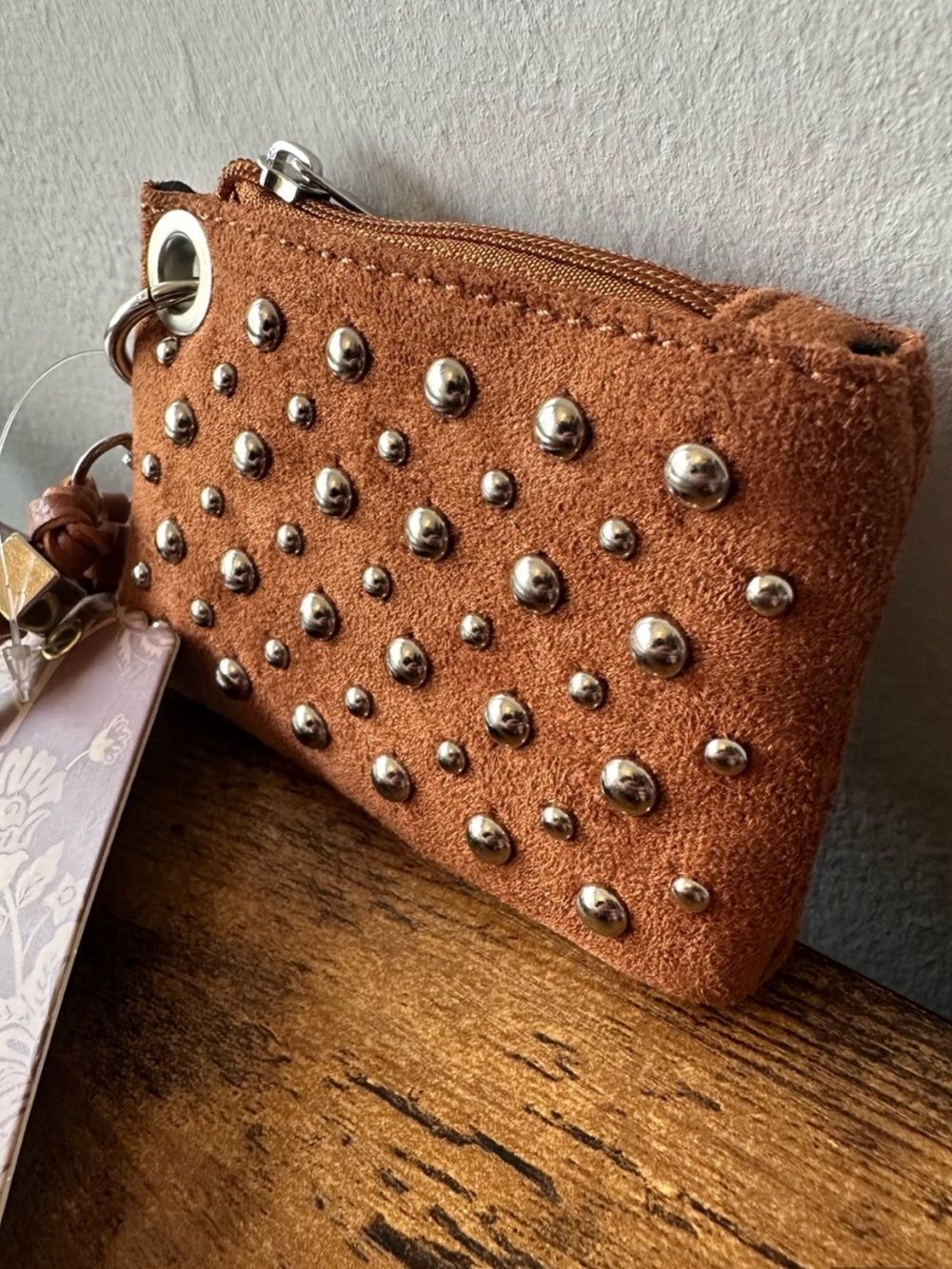 Sam & Hadley Studded Suede Coin or Credit Card Pouch
